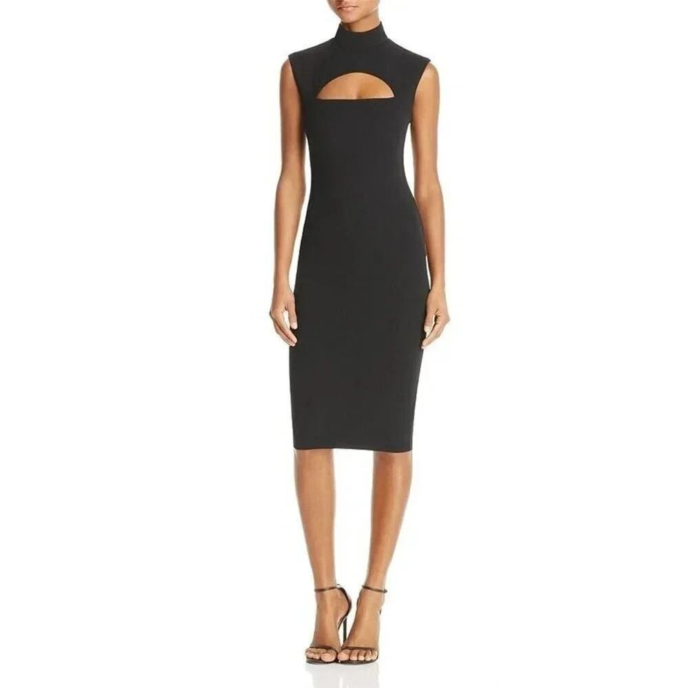 NWD Nookie Manhattan Cocktail Midi Dress Size XS Black Cutout Stretch 9HA53